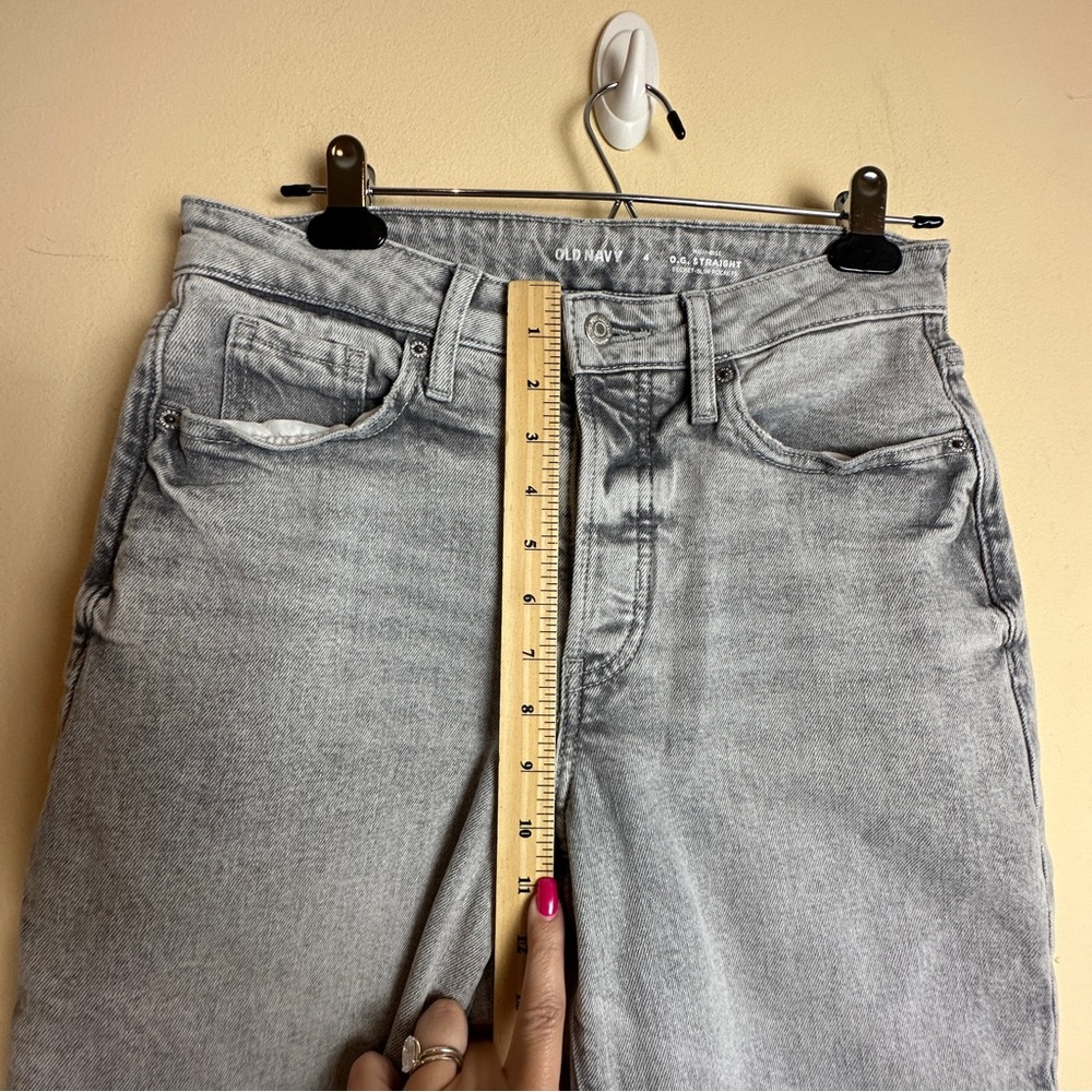 Old Navy OG Straight High Rise Button Fly Gray Denim Jeans Women’s Size 4 - Picture 13 of 15